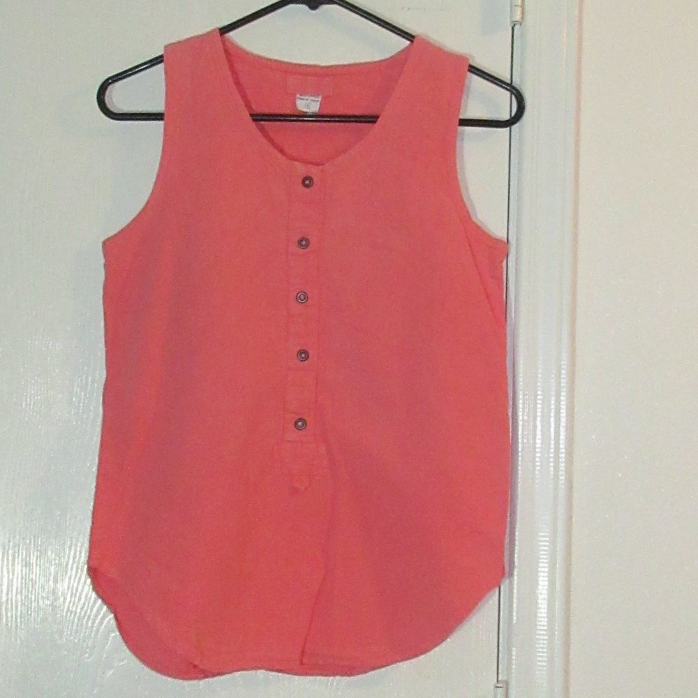 Coral Color Sleeveless Cotton Top Small